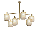 Люстра потолочная с абажурами из металлической сетки Loft Grid Pendant Gold варинант исполнения - 1 | Loft Concept в Челябинске