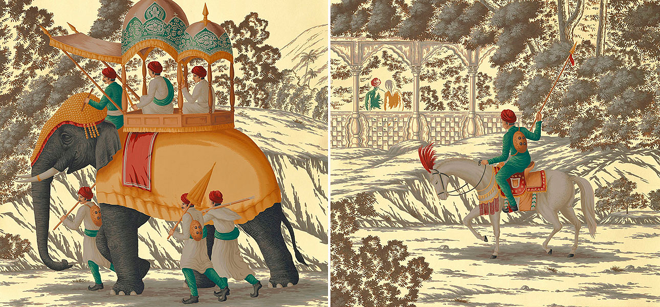 Обои ручная роспись Early Views of India Special Colourway on Deep Rich Gold gilded paper Обои ручная роспись Early Views of India Special Colourway on Deep Rich Gold gilded paper - Loft-Concept в Челябинске