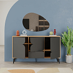 Комод цвета древесины с 3-мя дверцами и выдвижным ящиком темно-серого цвета SPARK CONSOLE OAK ANTHRACITE варинант исполнения - 2 | Loft Concept в Челябинске