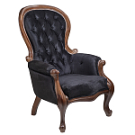 Кресло с мягкой обивкой из черного велюра на 4-х деревянных ножках Evelyn Classical Armchair варинант исполнения - 1 | Loft Concept в Челябинске