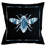 Подушка декоративная пчела с синим орнаментом Ikat Pattern варинант исполнения - 1 | Loft Concept в Челябинске
