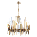 Люстра с вертикальными стеклянными элементами и металлическим каркасом цвета Латунь Vertical Glass варинант исполнения - 1 | Loft Concept в Челябинске