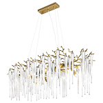 Люстра подвесная прямоугольная с бронзовыми акцентами и прозрачными стеклянными каплями Droplet Chandelier варинант исполнения - 3 | Loft Concept в Челябинске