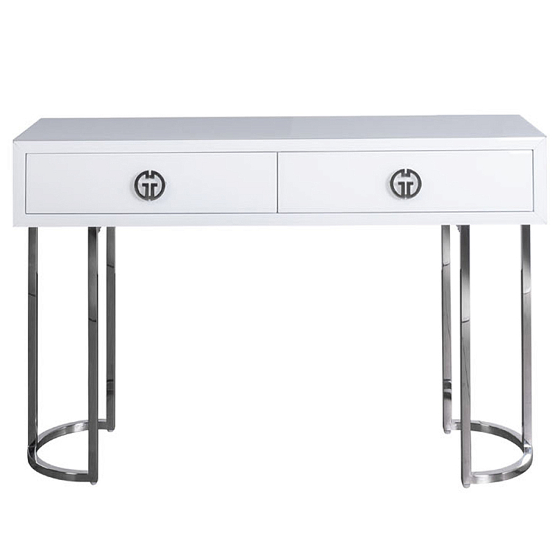 Консоль белая с 2-мя с ящикам Furniture Value Белый Хром Черный Золотой Консоль белая с 2-мя с ящикам Furniture Value Белый Хром Черный Золотой в Челябинске | Loft Concept