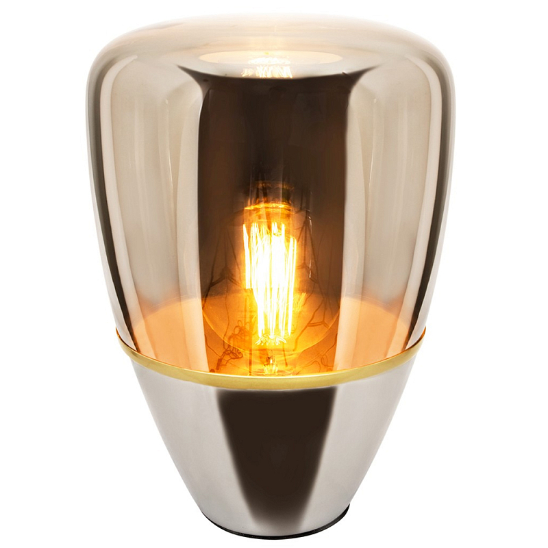 Настольный светильник со стеклянным плафоном коньячного цвета Carmella Globe Brown Glass Table Lamp Коричневый Хром Настольный светильник со стеклянным плафоном коньячного цвета Carmella Globe Brown Glass Table Lamp Коричневый Хром в Челябинске | Loft Concept