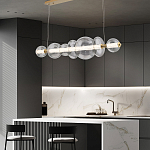 Подвесной светильник линейный с прозрачными стеклянными шарами разного диаметра Eurofase варинант исполнения - 16 | Loft Concept в Челябинске