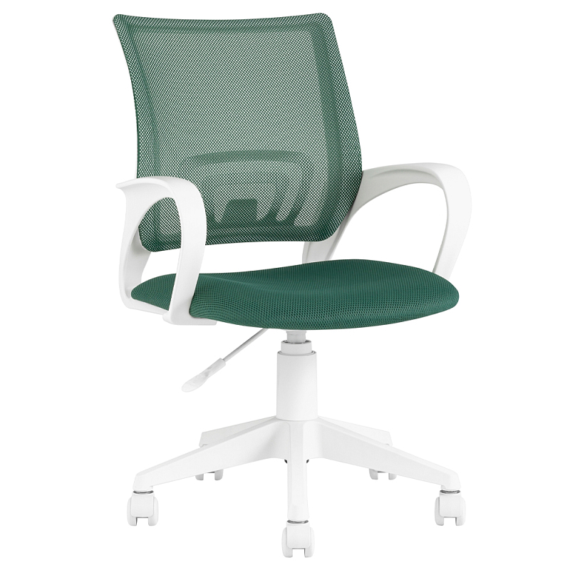 Офисное кресло с основанием из белого пластика Desk chairs Green Зеленый Белый в Челябинске | Loft Concept 