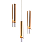 Подвесной светильник Metal Acrylic Tube Trio Gold Hanging Lamp варинант исполнения - 1 | Loft Concept в Челябинске