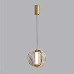 Подвесной светильник с круглым плафоном из искусственного алебастра в бронзовой оправе Marbella варинант исполнения - 4 | Loft Concept в Челябинске