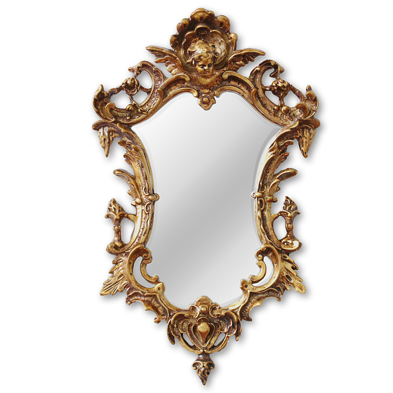 Зеркало настенное в ажурной раме золотого цвета с эффектом старины Classic Ornament Mirror Золотой Зеркало настенное в ажурной раме золотого цвета с эффектом старины Classic Ornament Mirror Золотой в Челябинске | Loft Concept