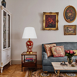 Настольная лампа бордовая с изображением птиц Slip Away варинант исполнения - 5 | Loft Concept в Челябинске