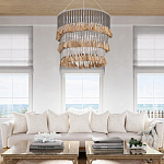 Люстра трехъярусная с декором из круглых деревянных бусин с кисточками Gray Brown Wooden Beads Chandelier варинант исполнения - 5 | Loft Concept в Челябинске