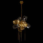 Люстра подвесная со стеклянными плафонами из дымчатого и золотистого с шестью вертикальными подвесками Gilded Mirage  варинант исполнения - 6 | Loft Concept в Челябинске