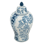Ваза с крышкой и голубым цветочным рисунком на белом фоне Blue & White Ornament варинант исполнения - 1 | Loft Concept в Челябинске