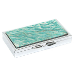 Таблетница карманная прямоугольная на 7 отделений с зеркалом и накладкой из натурального камня Амазонит Silver Stone Pillboxes варинант исполнения - 1 | Loft Concept в Челябинске