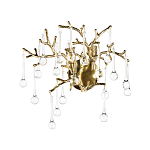 Бра в форме ветвей деревьев золотого цвета с прозрачными подвесками-каплями Droplet Bra варинант исполнения - 3 | Loft Concept в Челябинске