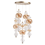 Люстра с плафонами из прозрачного и янтарного стекла в виде шаров и ромбов Gabriel Scott Luna варинант исполнения - 2 | Loft Concept в Челябинске