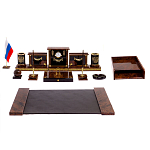 Настольный письменный набор с часами из природного камня обсидиана Royal Set варинант исполнения - 1 | Loft Concept в Челябинске