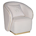 Кресло велюровое оттенка слоновой кости с простроченной спинкой Perfect Comfort варинант исполнения - 1 | Loft Concept в Челябинске