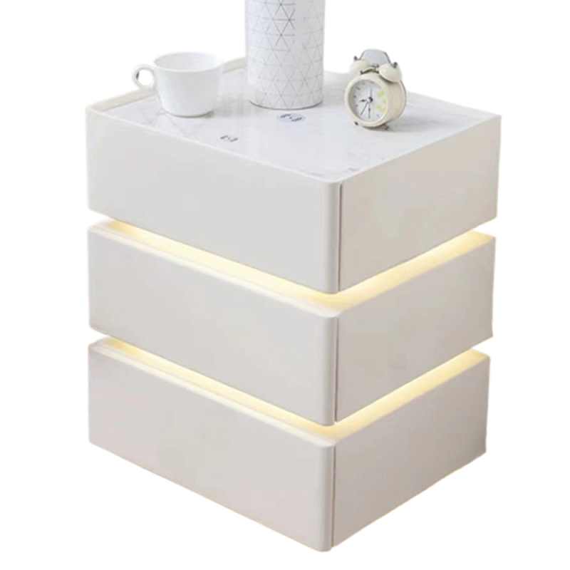 Умная прикроватная тумба с беспроводной зарядкой и подсветкой Smart Bedside Table Белый Умная прикроватная тумба с беспроводной зарядкой и подсветкой Smart Bedside Table Белый в Челябинске | Loft Concept