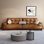 Диван двухместный кожаный с каркасом из массива дерева Medieval Furniture варинант исполнения - 1 | Loft Concept в Челябинске