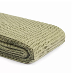 Плед из шерсти зеленого цвета с бахромой Waffle Comfort варинант исполнения - 3 | Loft Concept в Челябинске