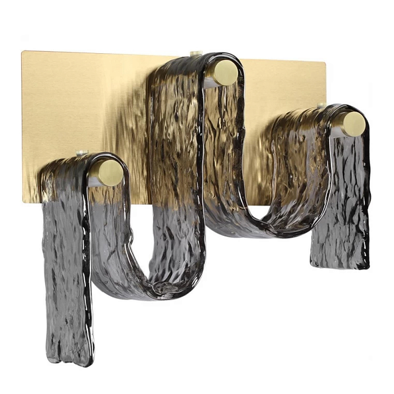 Бра волнистой формы из фактурного стекла Big Wave Дымчатый (Smoke) Янтарный в Челябинске | Loft Concept 