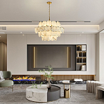 Люстра четырехъярусная с подвесками в форме дисков Cryptocrystalline Stone варинант исполнения - 6 | Loft Concept в Челябинске