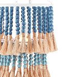 Подвесной светильник двухъярусный с декором из круглых деревянных бусин с кисточками Blue Wooden Beads Chandelier варинант исполнения - 1 | Loft Concept в Челябинске