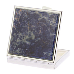 Таблетница карманная квадратная с 4-мя отделениями с зеркалом и накладкой из натурального камня Содалит Silver Stone Pillboxes варинант исполнения - 2 | Loft Concept в Челябинске