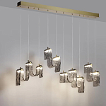 Подвесной светильник линейный с плафонами волнистой формы из фактурного стекла Big Wave варинант исполнения - 4 | Loft Concept в Челябинске