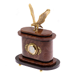 Часы настольные бронзовые из натурального камня Лемезит с декором в виде горного орла Eagle Stone Clock варинант исполнения - 2 | Loft Concept в Челябинске