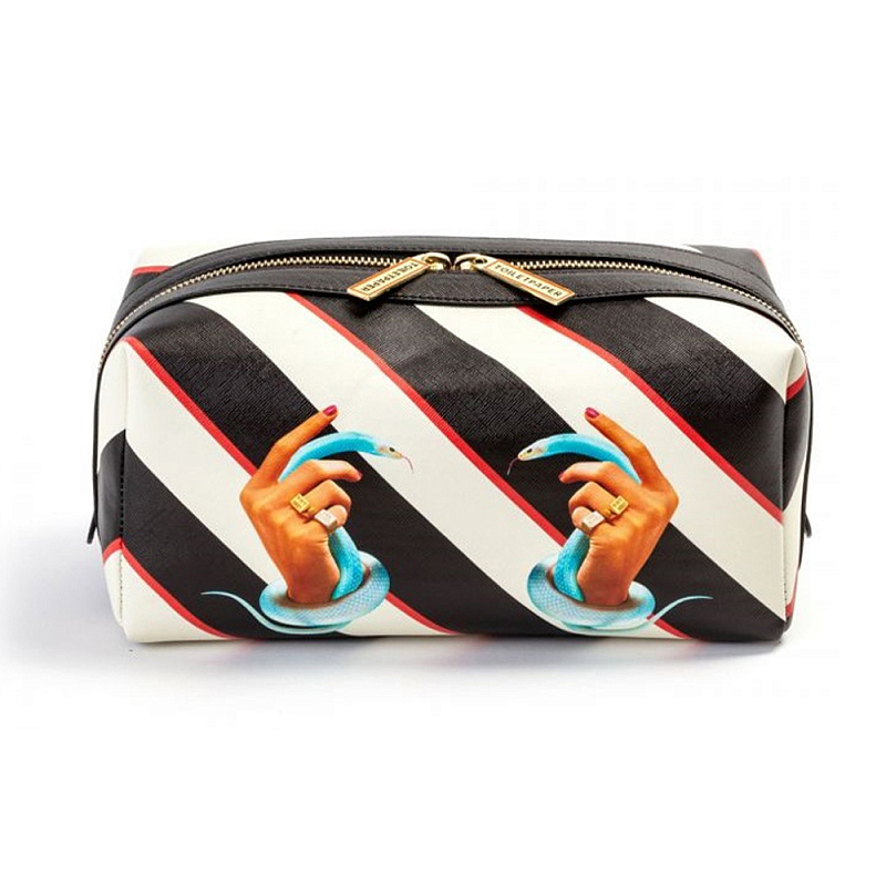 Косметичка Seletti Stripes Hands with Snakes Черный Белый Голубой Бежевый Косметичка Seletti Stripes Hands with Snakes Черный Белый Голубой Бежевый в Челябинске | Loft Concept