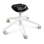 Стул с мягкой синей обивкой из велюра и подъемно-поворотным механизмом на белых колесиках Harper Blue and White варинант исполнения - 5 | Loft Concept в Челябинске