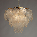 Люстра на цепи с прозрачными стеклянными подвесками в виде листьев Textured Glass Chandelier варинант исполнения - 3 | Loft Concept в Челябинске