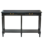 Консоль черная из массива березы с полкой и двумя ящиками Vintage варинант исполнения - 1 | Loft Concept в Челябинске