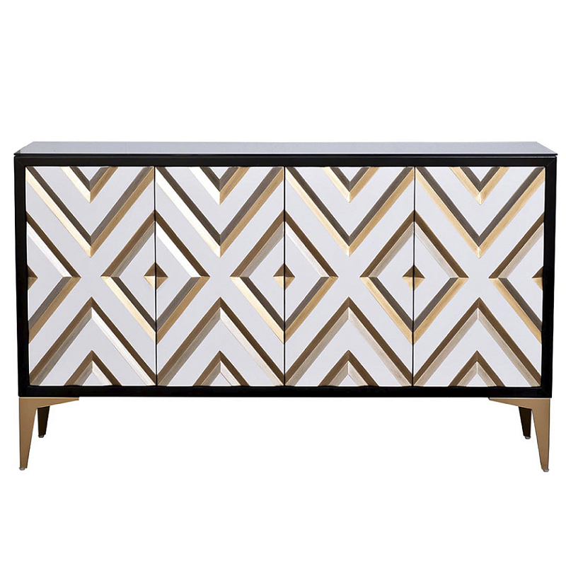 Комод в стиле арт-деко Kente Pattern Commode Черный Бронза Комод в стиле арт-деко Kente Pattern Commode Черный Бронза в Челябинске | Loft Concept