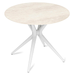 Стол обеденный с круглой столешницей из керамики на четырех белых ножках Sand Ceramics варинант исполнения - 3 | Loft Concept в Челябинске