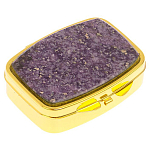 Таблетница карманная прямоугольная с 2-мя отделениями с зеркалом и накладкой из натурального камня Флюорит Gold Stone Pillboxes варинант исполнения - 1 | Loft Concept в Челябинске