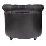 Кресло кожаное с мягкими подлокотниками на 4-х деревянных ножках Logan Leather Armchair black варинант исполнения - 3 | Loft Concept в Челябинске