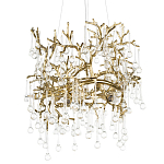 Подвесная люстра в виде ветвей деревьев золотого цвета с прозрачными подвесками-каплями 8 и 14 ламп Droplet Chandelier варинант исполнения - 1 | Loft Concept в Челябинске