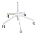 Стул с мягкой синей обивкой из велюра и подъемно-поворотным механизмом на белых колесиках Harper Blue and White варинант исполнения - 4 | Loft Concept в Челябинске