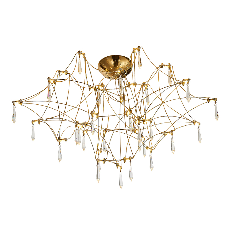 Потолочный светильник с тонкой металлической конструкцией цвета золото Quasar Золотой Прозрачный в Челябинске | Loft Concept 