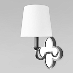Бра с белым текстильным абажуром и декоративным основанием в виде четырехлистника с зеркальной вставкой Vitorino варинант исполнения - 8 | Loft Concept в Челябинске