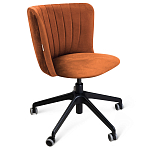 Стул с мягкой оранжевой обивкой из велюра и подъемно-поворотным механизмом на черных колесиках Harper Orange варинант исполнения - 1 | Loft Concept в Челябинске