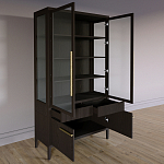 Витрина Primo со стеклянными фасадами и буфетом шпон Темный орех варинант исполнения - 4 | Loft Concept в Челябинске