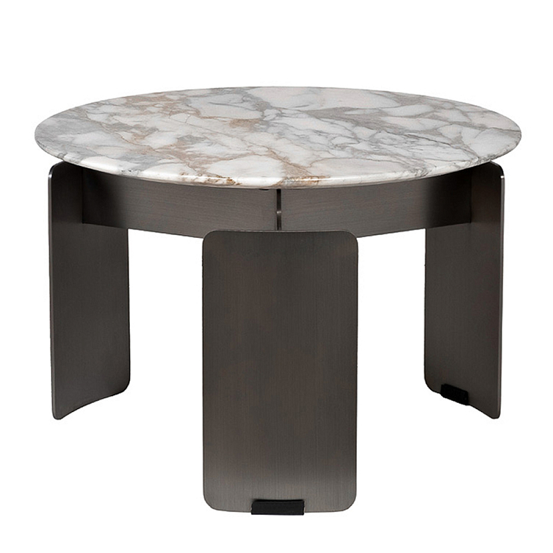 Столик журнальный с круглой мраморной столешницей на трех опорах Marble Stone Drawing  в Челябинске | Loft Concept 