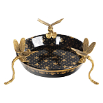 Блюдо черного цвета из фрафора на бронзовых ножках в виде стрекоз Eden Garden варинант исполнения - 2 | Loft Concept в Челябинске