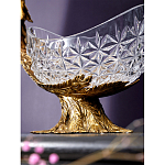 Чаша из прозрачного стекла на бронзовой подставке в виде павлина с рельефным хвостом Eden Garden варинант исполнения - 5 | Loft Concept в Челябинске