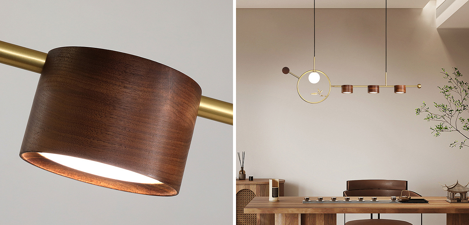 Линейный светильник Metal Wood Ring Leaf Linear Light Линейный светильник Metal Wood Ring Leaf Linear Light - Loft-Concept в Челябинске